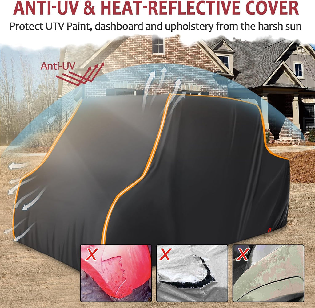 StarknightMT Heavy Duty UTV Cover 4 Seater,Waterproof 420D Oxford Cover for All-Weather Outdoor Storage,Compatible with Polaris Ranger Crew 1000 900 570 General RZR,Reflective Strips Windproof