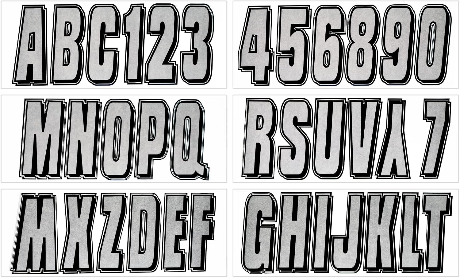Hardline Products USA Series 320 Boat Registration Numbers Kit - 3 Inch Silver/Black Marine Vinyl Decals - USCG Compliant Lettering for Hull, PWC & Jet Ski - Fuel & Fade Resistant