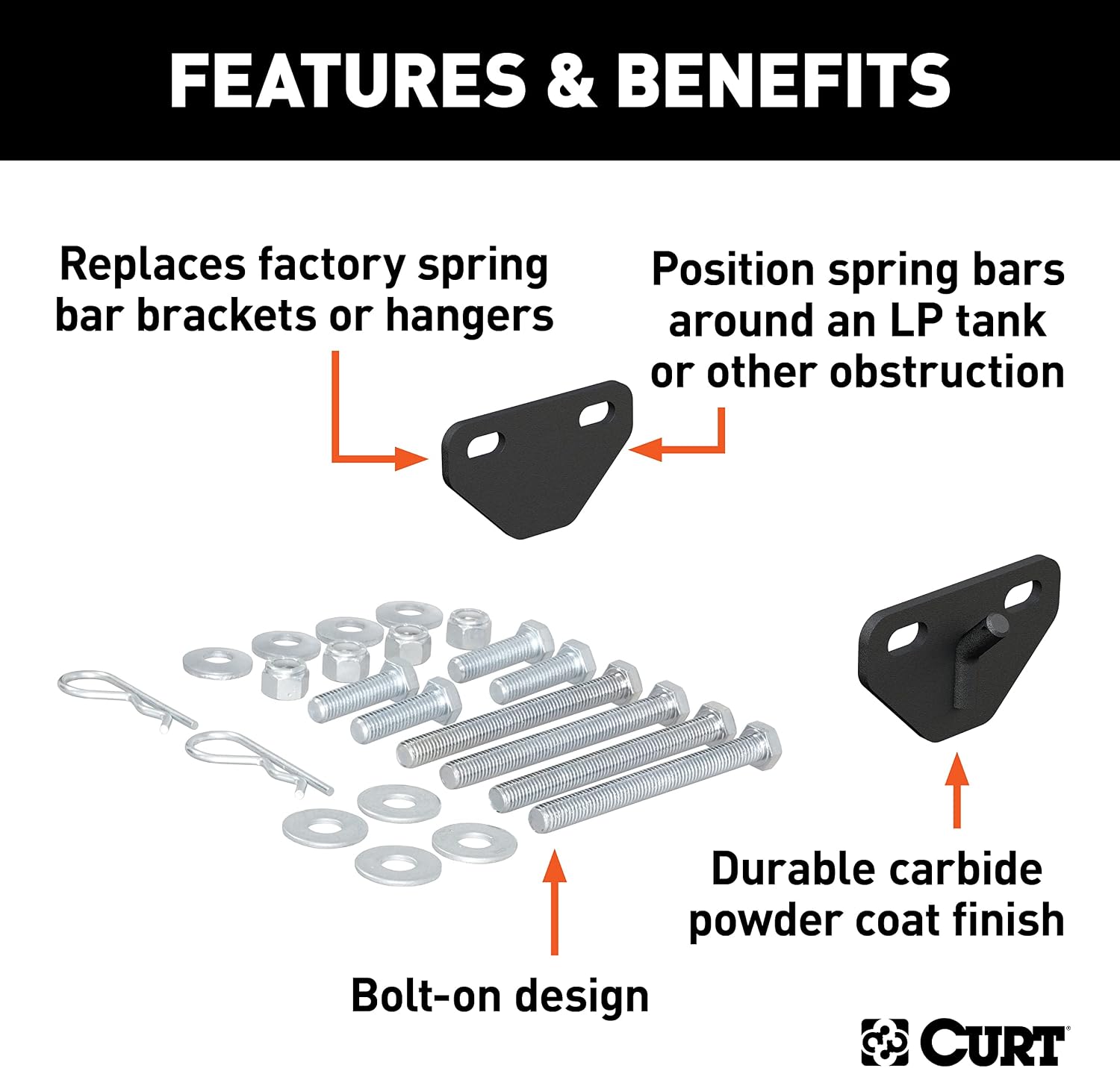 CURT 17005 Weight Distribution Hitch Bolt-On Hookup Brackets