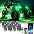 8Pods Full Angle RGB LED Rock Lights Kit with APP/RF Remote Control, Bright Underglow Lights with Brake Multicolor Neon Underbody Lights Waterproof 12V for Trucks Pickup Jeep Golf Cart SXS ATV
