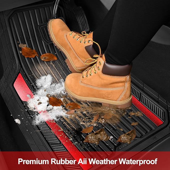 CAR PASS Heavy Duty Rubber Car Mats Metallic, Aluminum Film All Weather Floor - Image 7