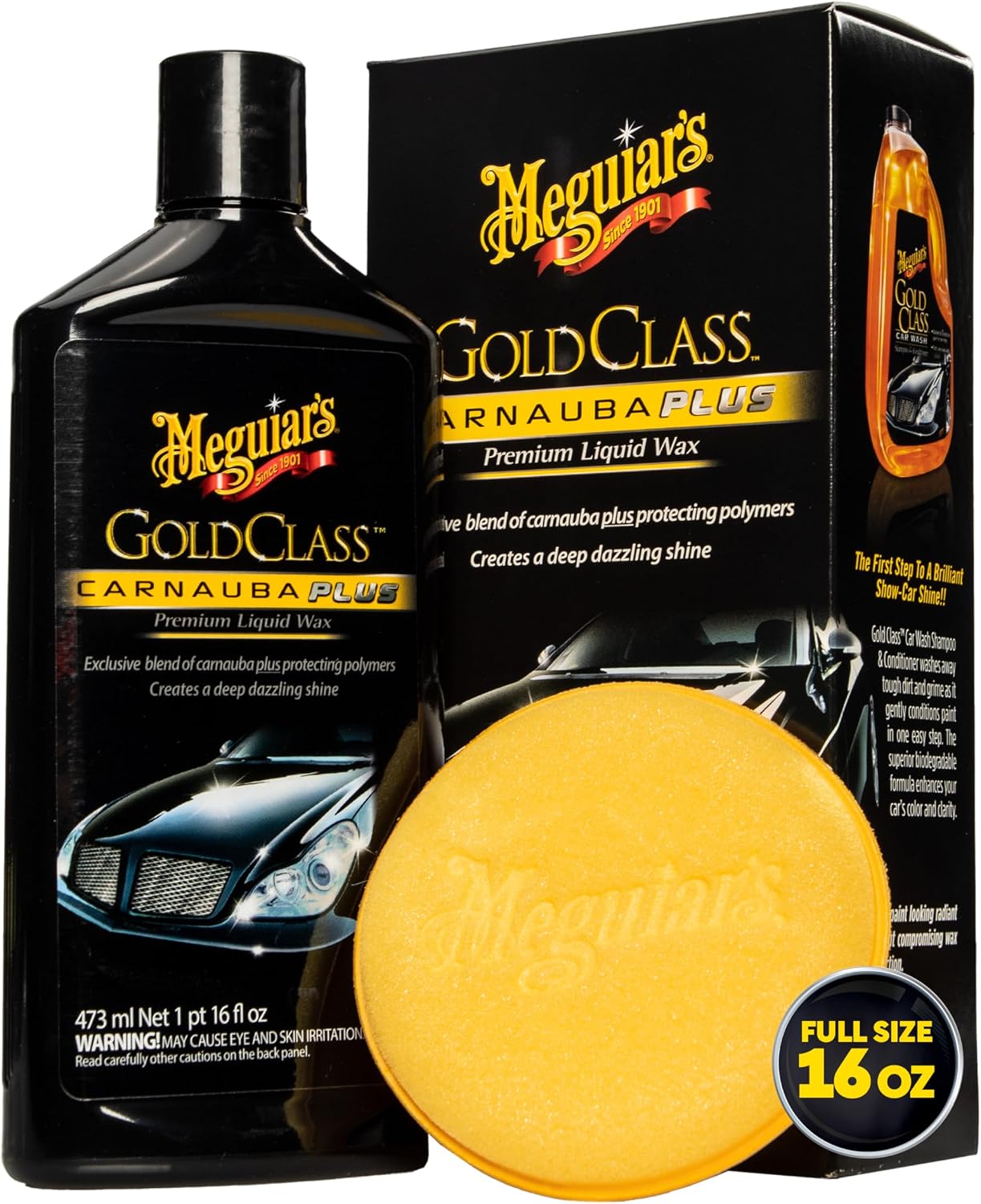 Meguiar's Gold Class Carnauba Plus Premium Liquid Wax - Long-lasting Protection, Deep Shine, Easy Application - The Perfect Car Wax for All Vehicles with Glossy Paint - 16 Oz