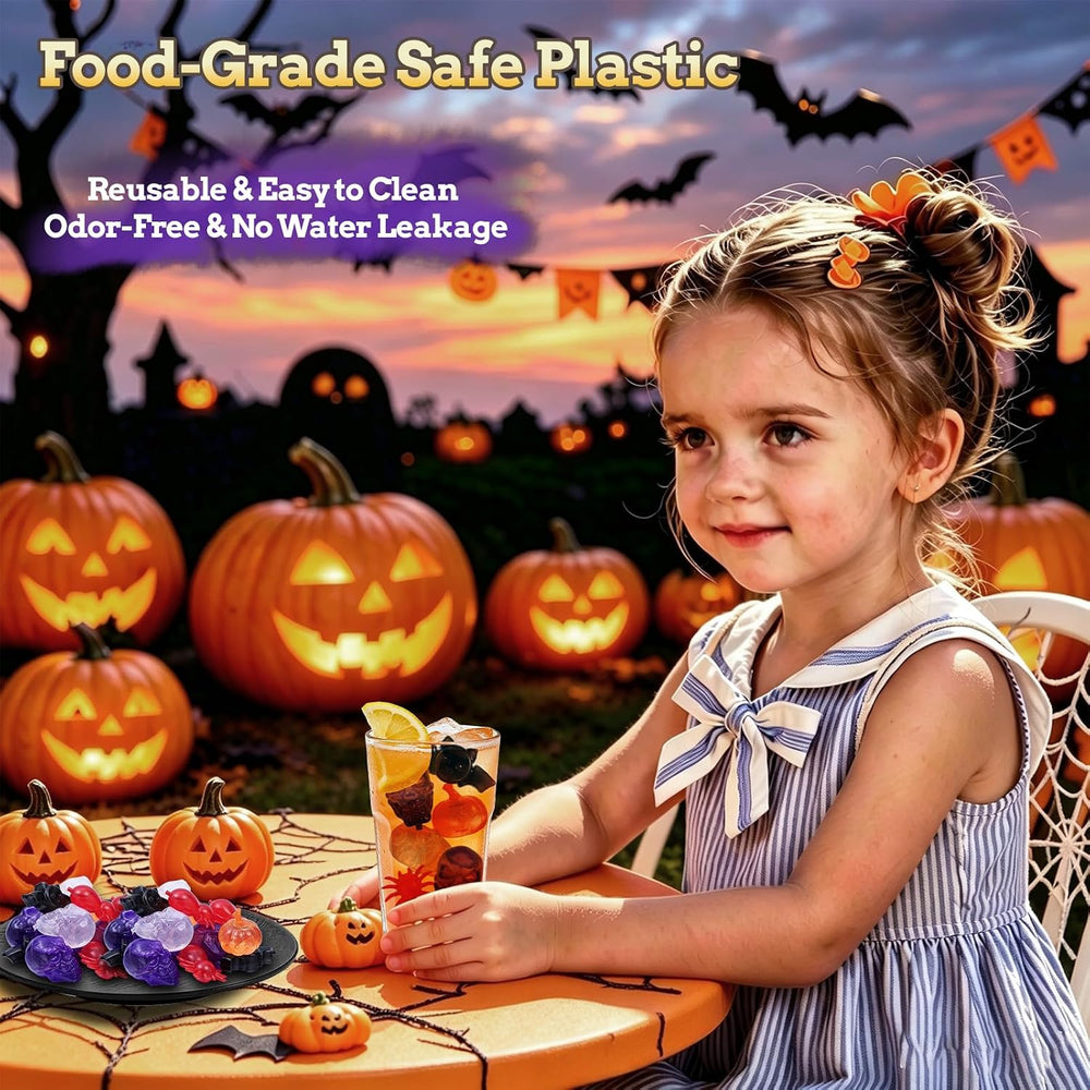 300 Pack Halloween Reusable Ice Cubes for Drinks and Parties, Pumpkin