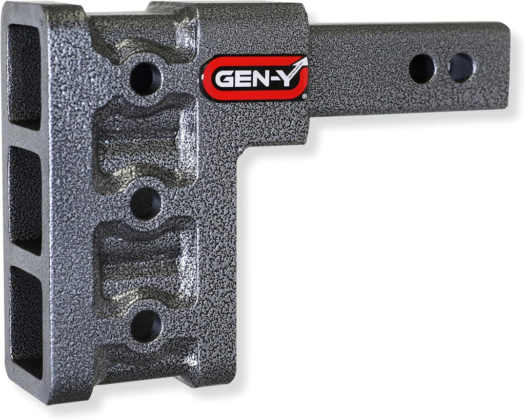 GEN-Y Hitch Tow Hitch for 2" Receiver - 5" Drop/Rise with 3 Adjustable Positions, 16,000 lbs Towing Capacity, 2,000 lbs Tongue Weight, Silver