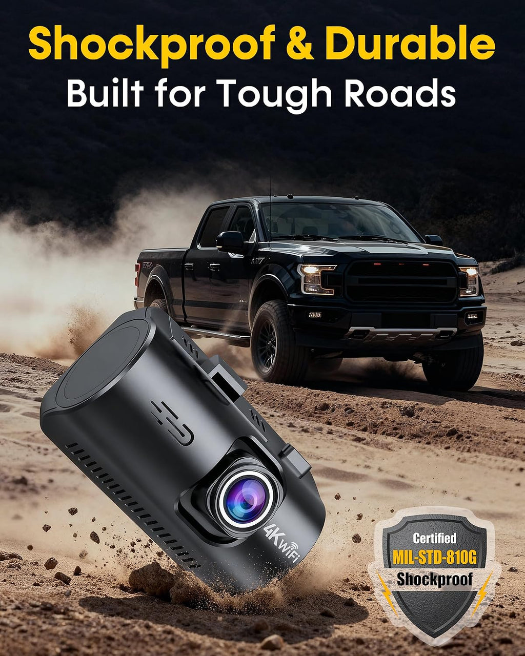 front and rear dash cam for truck: 4k+1080p, package contents