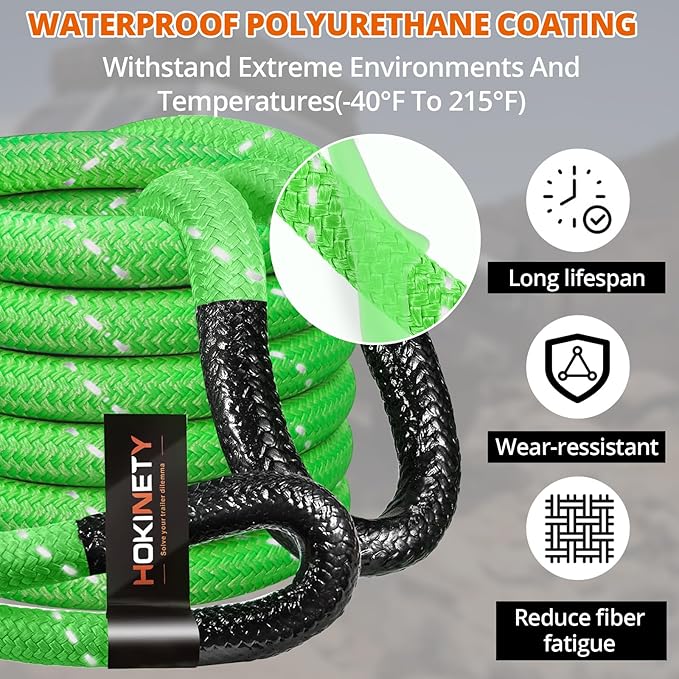 Kinetic Recovery Tow Rope: 1.26" x 20ft 55000LBS Reflective Snatch Strap - Image 6