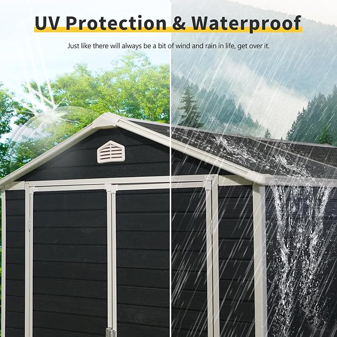 6x8 FT Outdoor Storage Shed, Resin Garden Shed - Image 5
