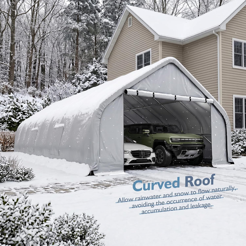 AirWire 20x30 FT Heavy Duty Curved Carport, Portable 2 Car Tent Garage