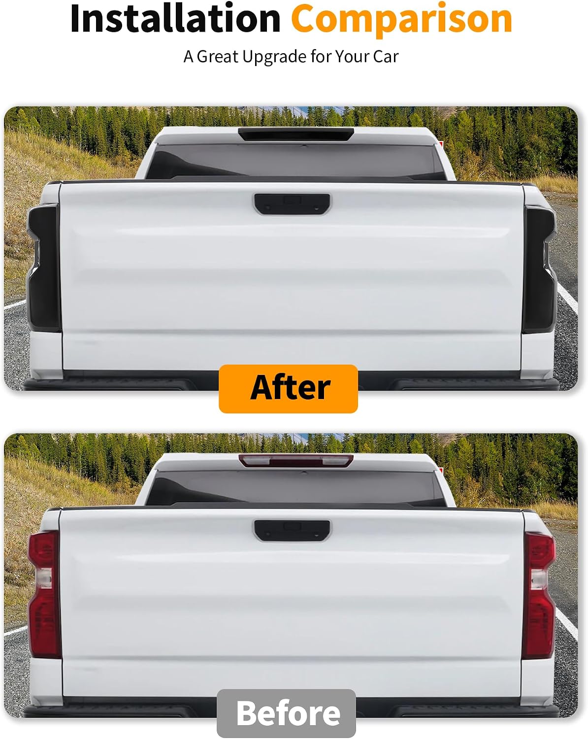 Hoolcar Smoke Black 3rd Third Brake Light Cover & Tail Light Cover Compatible with Chevy Silverado 2022 2023 2024 2025 2026 Smoked Light Cover Exterior Accessories