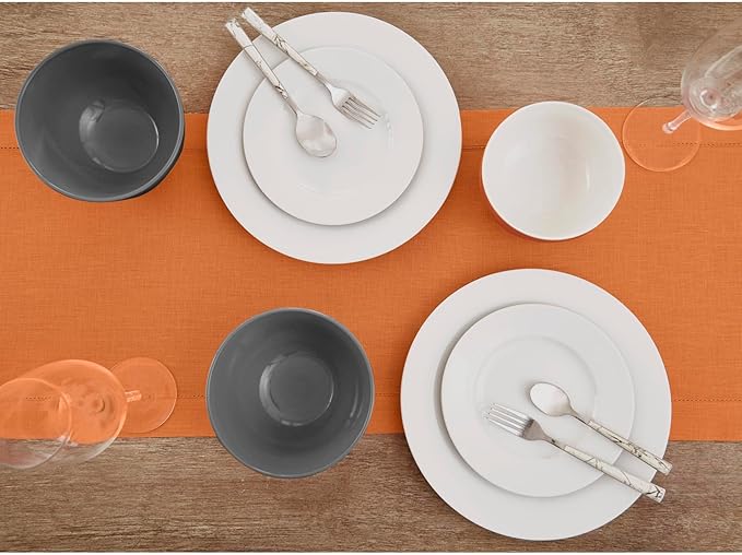 Solino Home Linen Pumpkin Hemstitch Table Runner 36 Inches - 100% Pure Linen ...