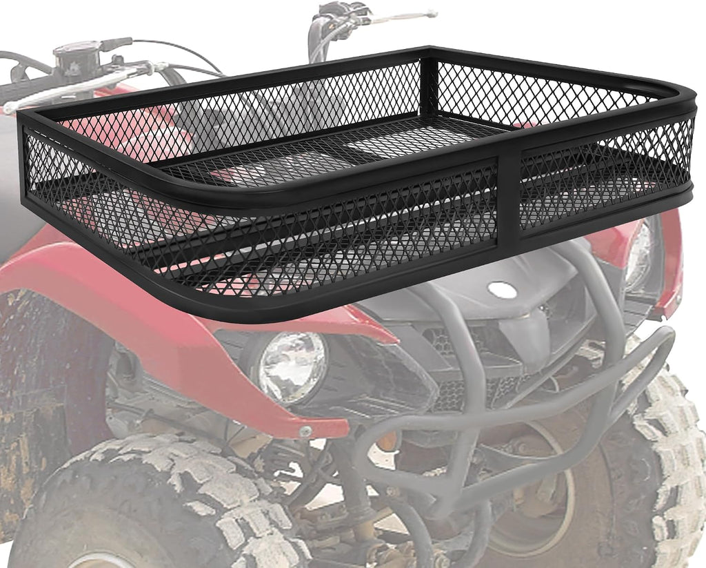 JY PERFORMANCE ATV Front Cargo Basket, Heavy Duty ATV Racks and Baskets for Camping, Fishing, Beach Side, Hiking, 36" L x 17.3" W x 6.3" H