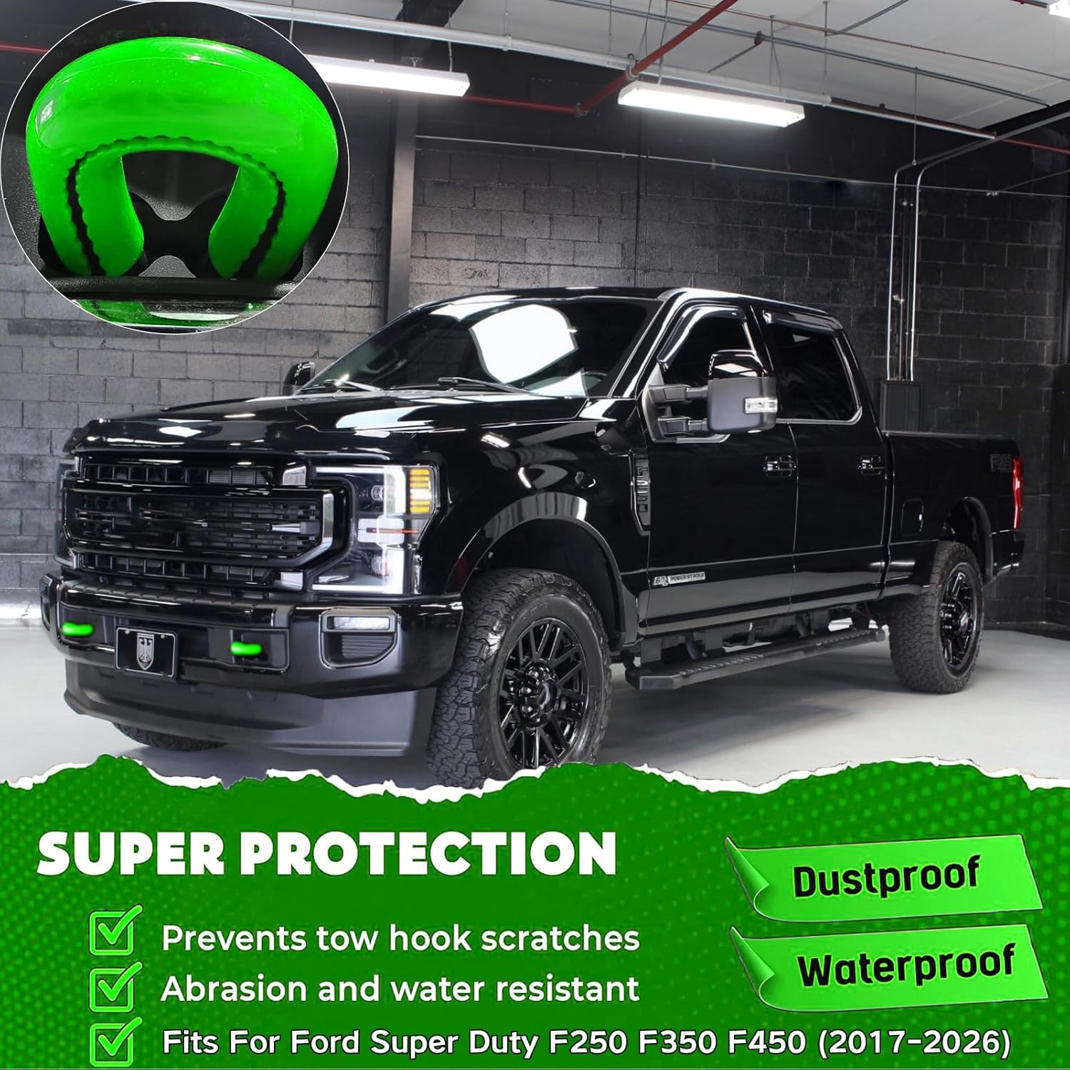 Front Tow Hook Cover for 2017-2026 Ford Super Duty F-250 F-350 F-450,Tow Hitch Covers, Ford Truck Accessories, Pickup Truck Accessories, F250 Must Haves, Silicone, Green (2 Pack)