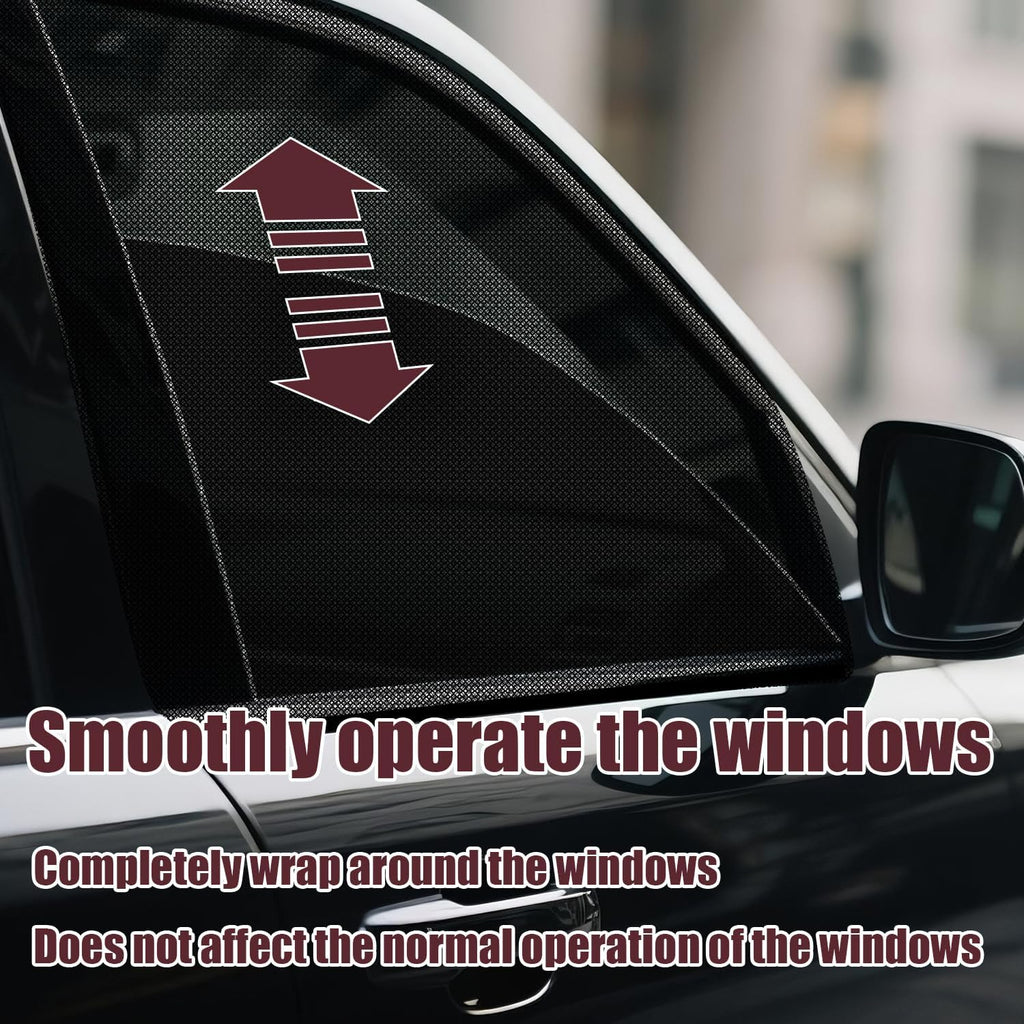 Car Window Screen for Cars and SUVs,2 Packs,Insect-Proof, Maintains Air Circulation, Sun Shading, Privacy Protection(2 Rear Windows)