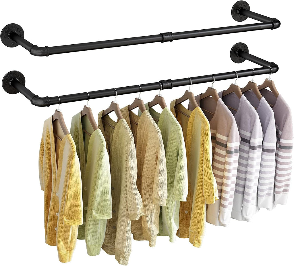 wall mounted clothes rack 31.5in, industrial pipe wall, main product view