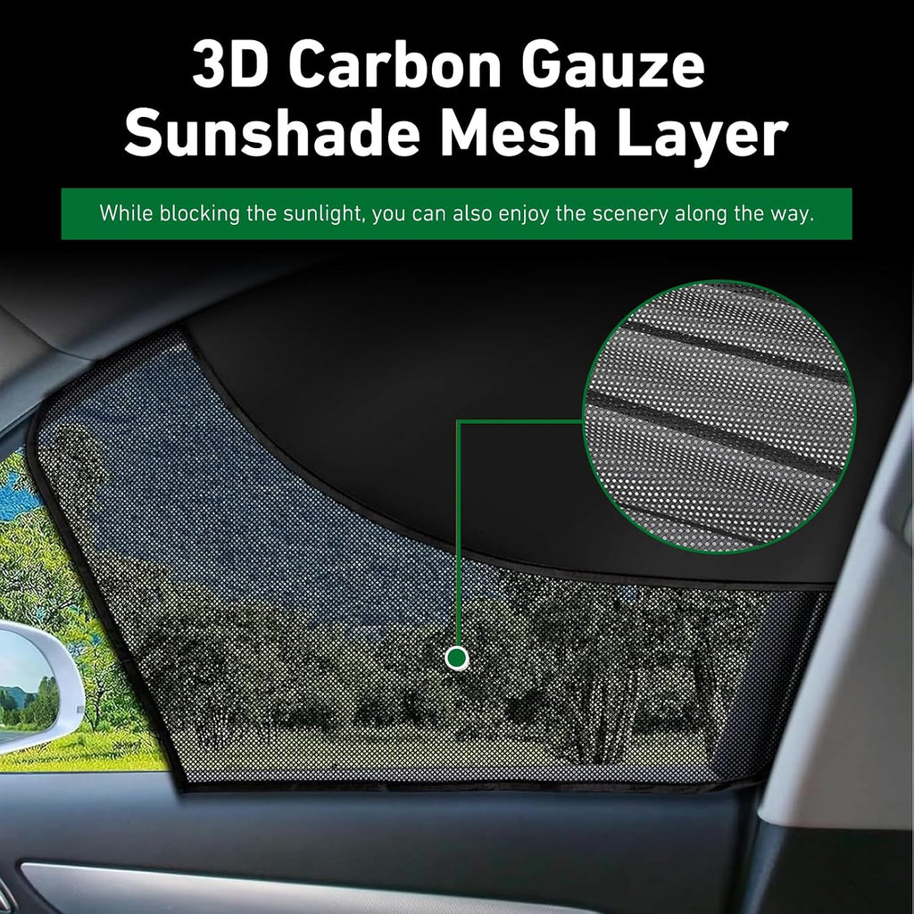 2 PCS Car Window Shades, Magnetic Double Layer Side Window Sun Shade, Breathable Privacy Protection Side Front Windows Cover, Essential Summer Accessories, for Most Cars, Trucks, SUVs (Black)