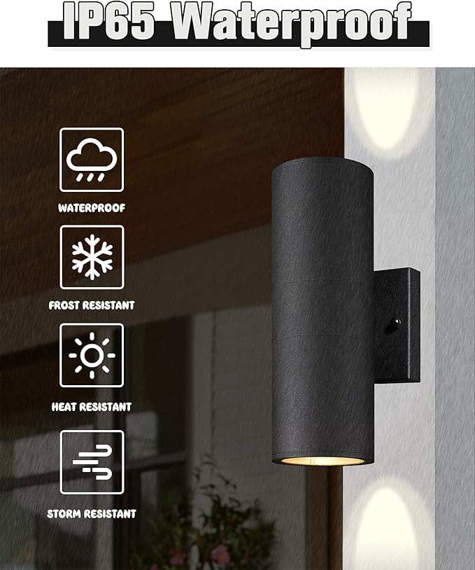 Ken & Ricky Outdoor Wall Sconce Lights, Cylinder Outdoor Light Fixtures - Image 2