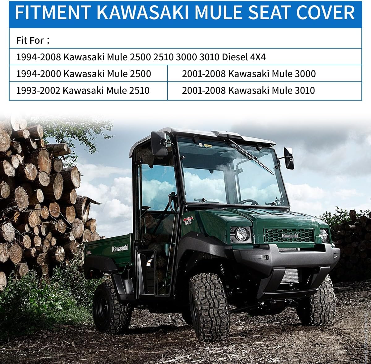 Front Bench Seat Cover Replacement for 1993-2008 Kawasaki Mule 2500 2510 3000 3010