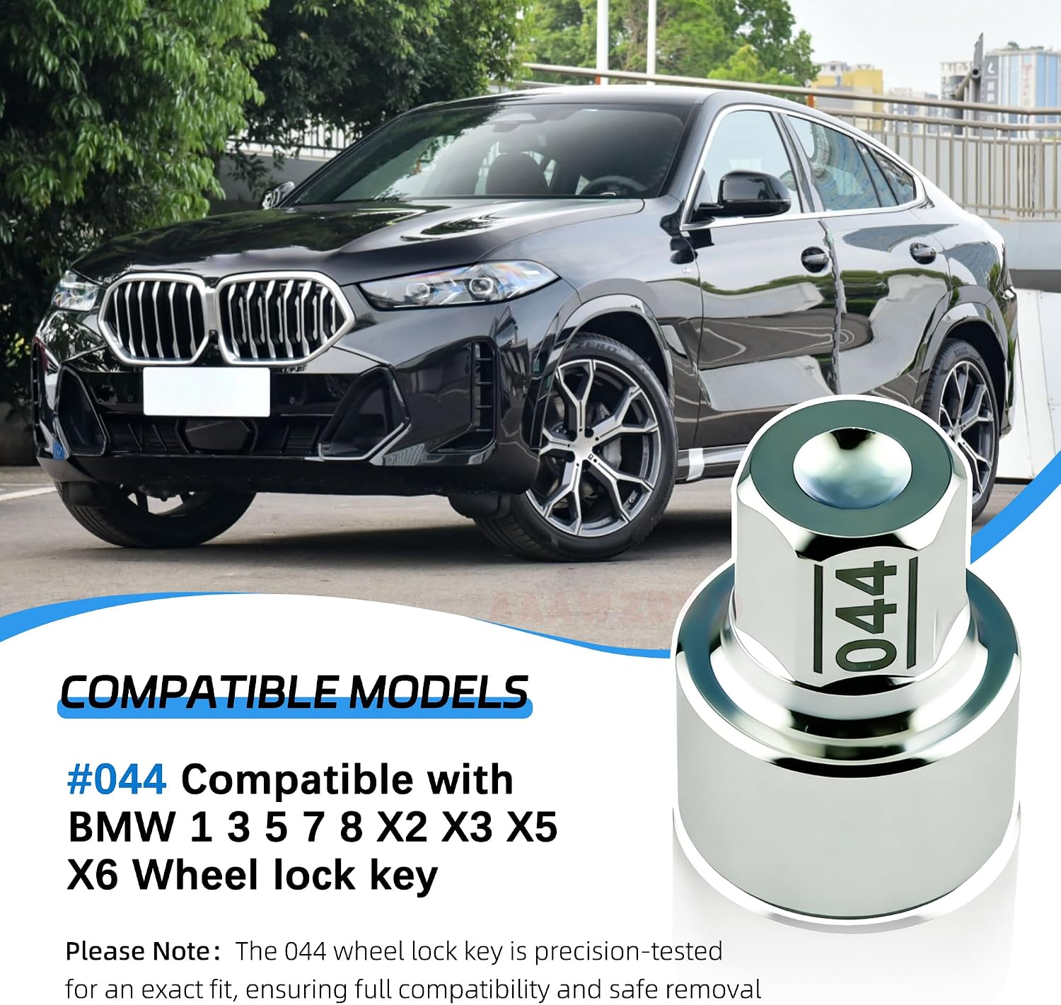 #044 Compatible with BMW 1 3 5 7 8 X2 X3 X5 X6 Wheel Lock Key Tire Lug Key | 044 Wheel Locking Nut Key Replacement