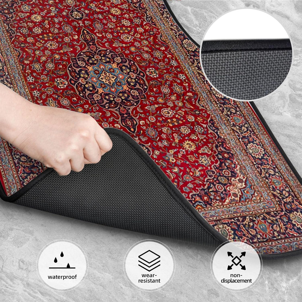 Car Floor Carpet Set of 4 Piece Elegant Retro Modern Vintage Persian Auto Interior Floor Mats Durable Front & Rear Carpets for Car Truck SUV & Van,Car Accessories Decoration