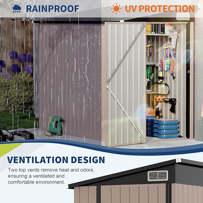 4' x 8' Outdoor Lean to Storage Sheds Outdoor, Heavy-Duty Lean to Garden - Image 4