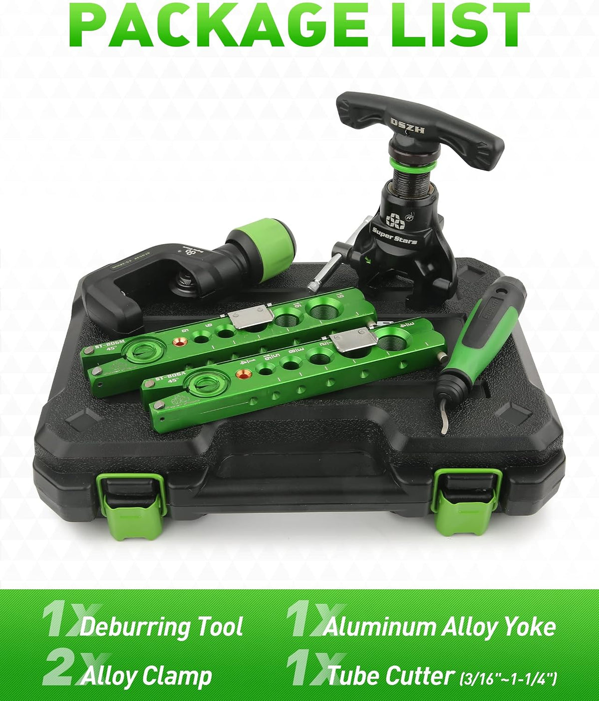 super stars flaring tool kit 1/4in - 3/4in on a desk or shelf