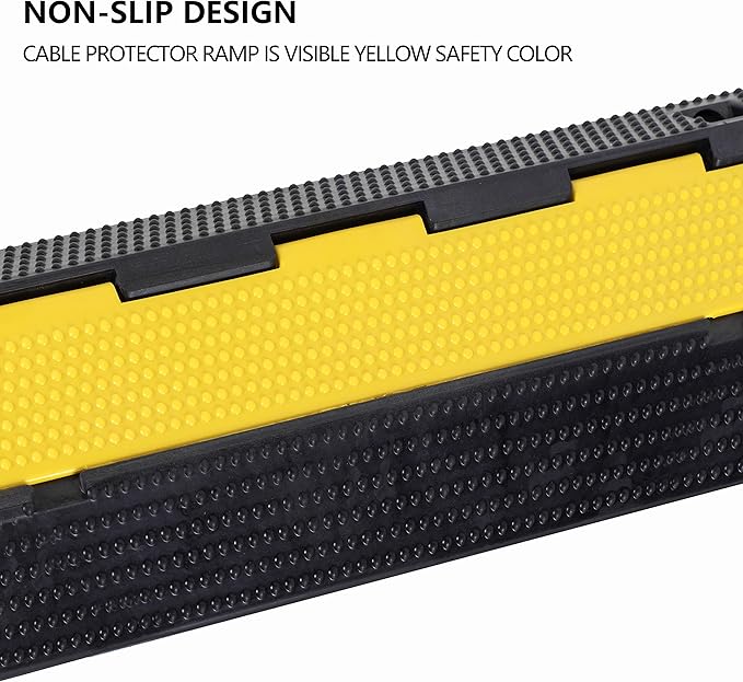 2 Pack Rubber Cable Ramp Hose Cable Protector Ramp 1 Channel 22000Lbs Load - Image 5