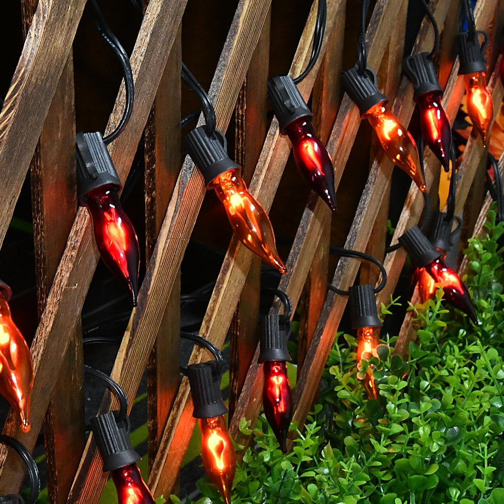 27.8Ft Orange and Purple Halloween Lights Flame String Lights, Spooky Flicker...