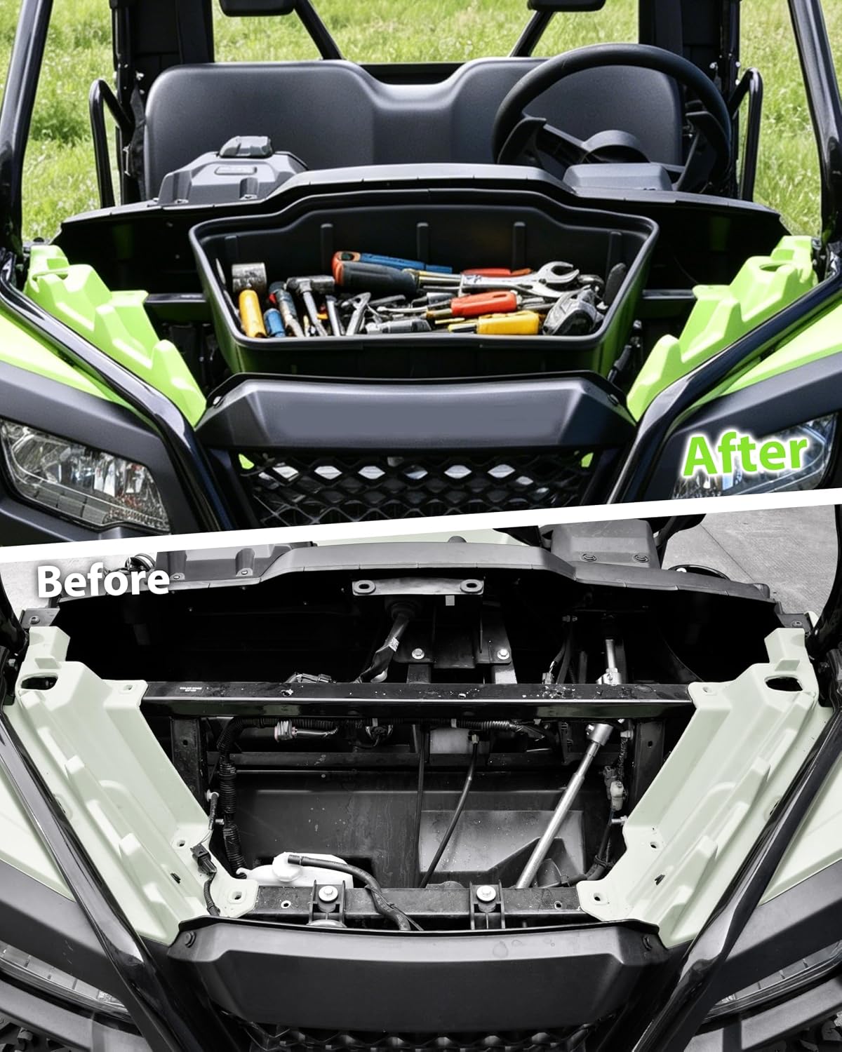 Under Hood Storage Box for Honda Pioneer 500 520, 19L Durable PP Front Underhood Tray Tool Box with Rubber Seal for Honda Pioneer 500 2015-2023/520 2021-2026 UTV Accessories
