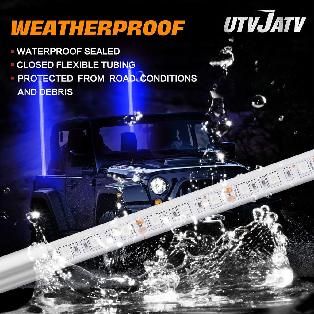 4ft LED Whip Blue Lights Waterproof Flag Pole Safety Antenna with Flag for Can Am Maverick X3 Sand Dune Buggy UTV ATV 2020 Polaris RZR XP 4X4 Offroad Truck 4 Wheels - 1PCS