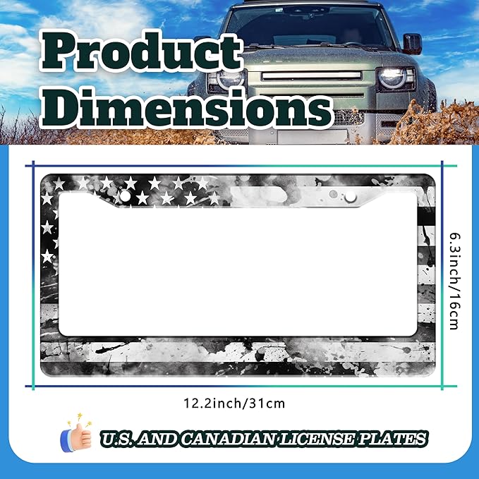 Vintage American Flag License Plate Frame USA Flag Stainless Steel License - Image 3