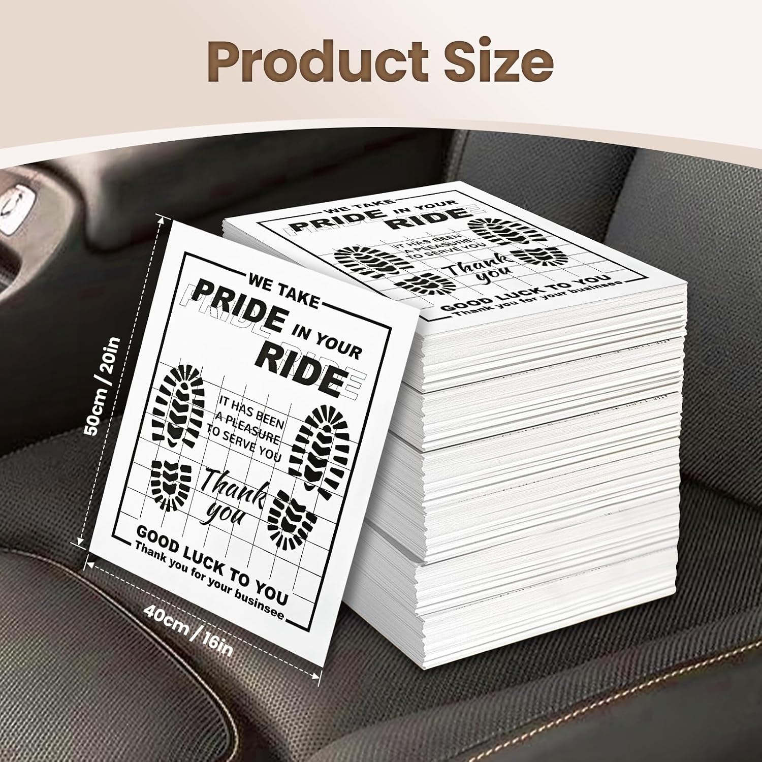 Paper Floor Mats for Cars 100pcs, Disposable White Paper Mats for Car Detailing, Waterproof Papers Floor Mats for Cars Detail, Thank You Mats for Cars Detailing, Car Dealership Supplies