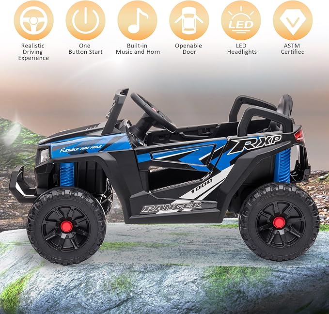 TOBBI 12V Kids Ride on Car, Electric Off-Road UTV Truck - Image 2