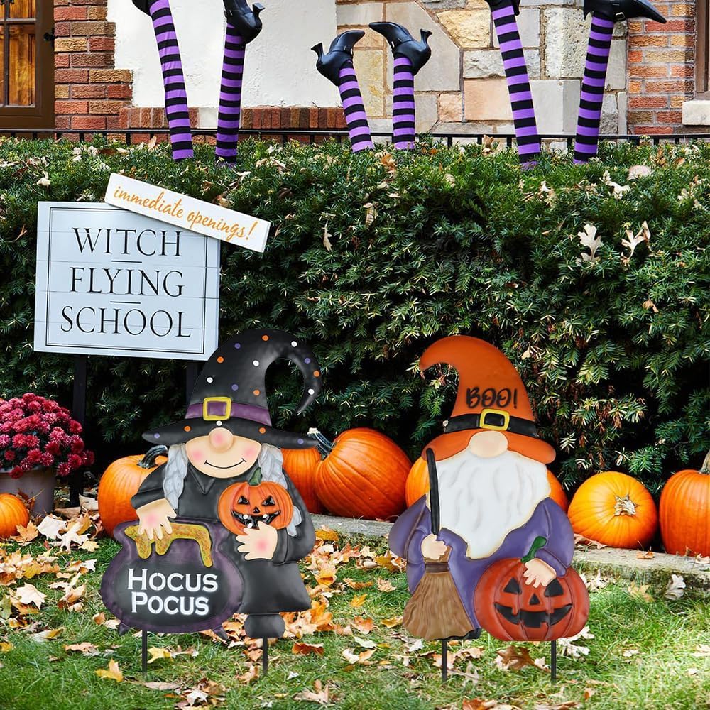 hogardeck Halloween Decorations Outdoor, Metal Gnomes Decorative Garden Stake...