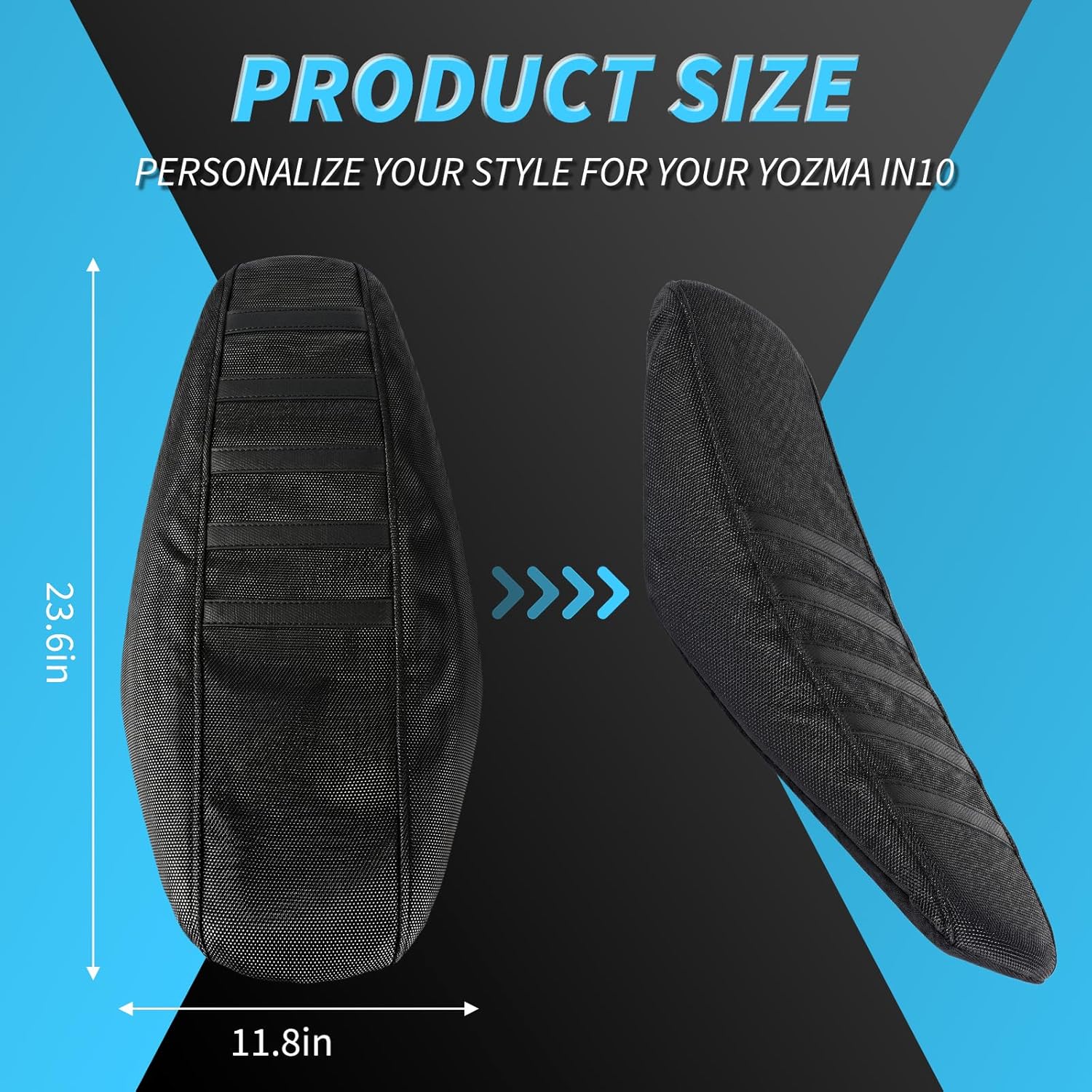 Gripper Seat Cover Compatible with Yozma IN10 Electric Dirt Bike - Non-Slip Striped Polyester Seat Cushion Protector for Ebike, Waterproof Motocross Upgrade Accessories for Off-Road Riding (Black)