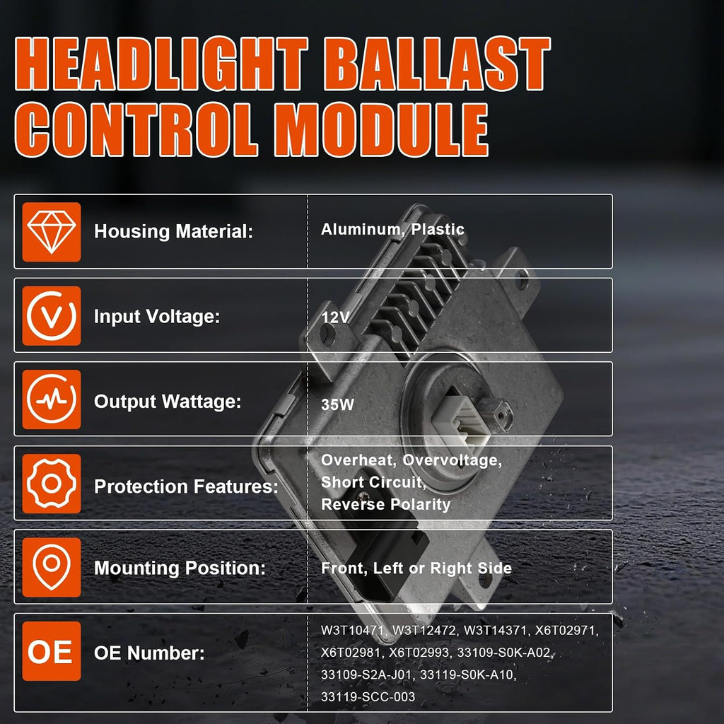 Xenon HID Headlight Ballast Unit Assembly with Igniter and D2S Bulb Compatible with Acura TL TSX/TL Type-S 2002-2005, Honda S2000 2004-2009, Mazda 3 Replaces X6T02971, W3T10471, W3T14371