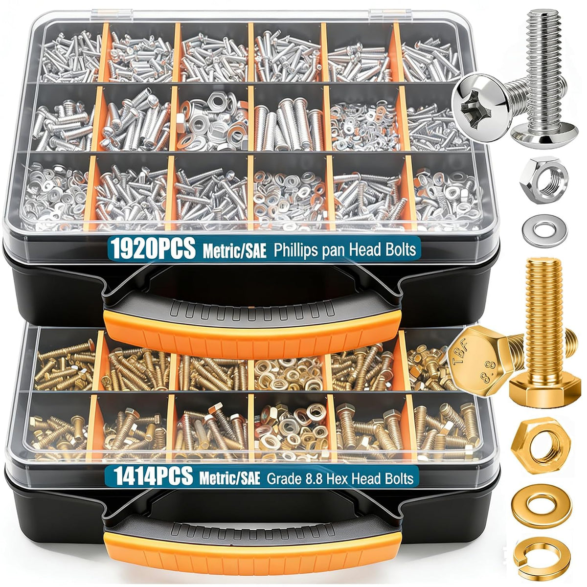 taiss 3334pcs bolts and nuts kit,grade 8.8 hex, main product view