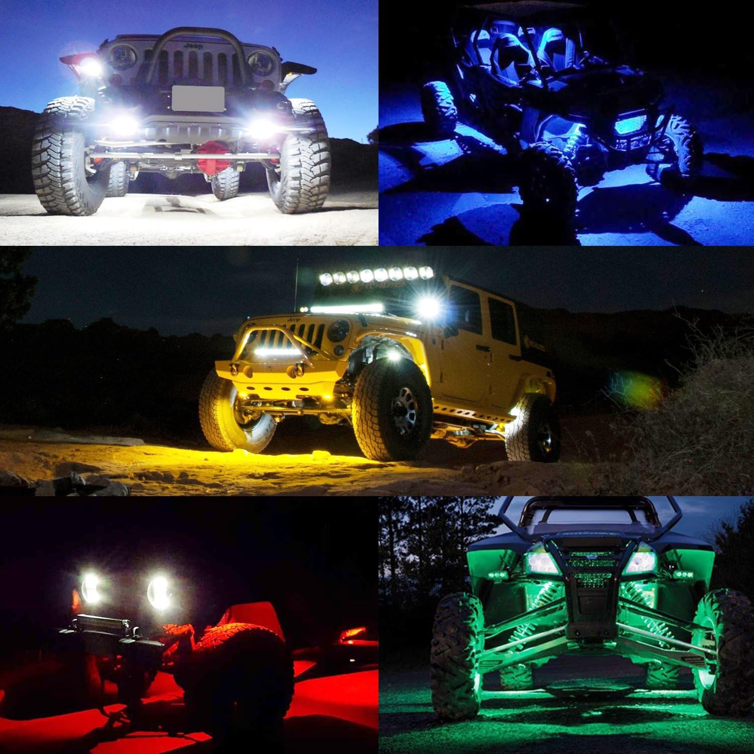 2 Pods LED Rock Lights, Ampper Waterproof LED Neon Underglow Light for Car Truck ATV UTV SUV Offroad Boat Underbody Glow Trail Rig Lamp (White)