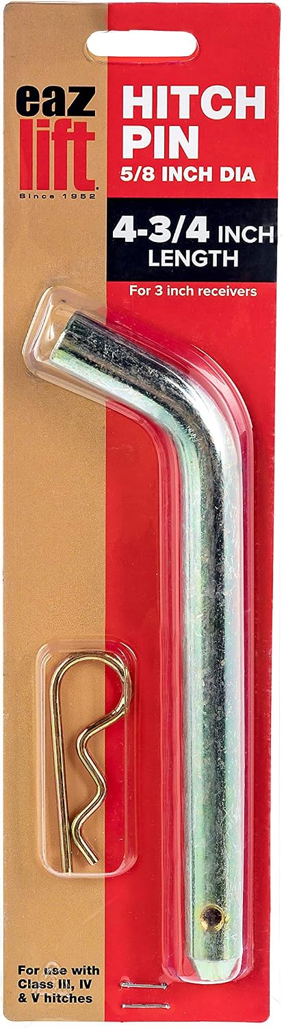 Camco Eaz-Lift Receiver Hitch Pin & Clip,3-inch - Safely Secures Receiver-Hitch Mounted Accessories in Place While Towing-Features a 5/8-inch Diameter Hitch Pin and 4-3/4-inches Usable Length (48016)