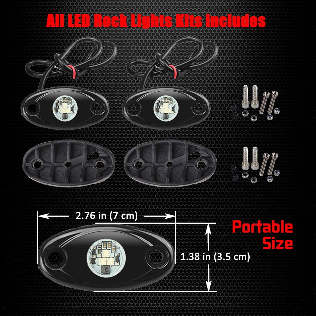2 Pods LED Rock Lights, Ampper Waterproof LED Neon Underglow Light for Car Truck ATV UTV SUV Offroad Boat Underbody Glow Trail Rig Lamp (White)