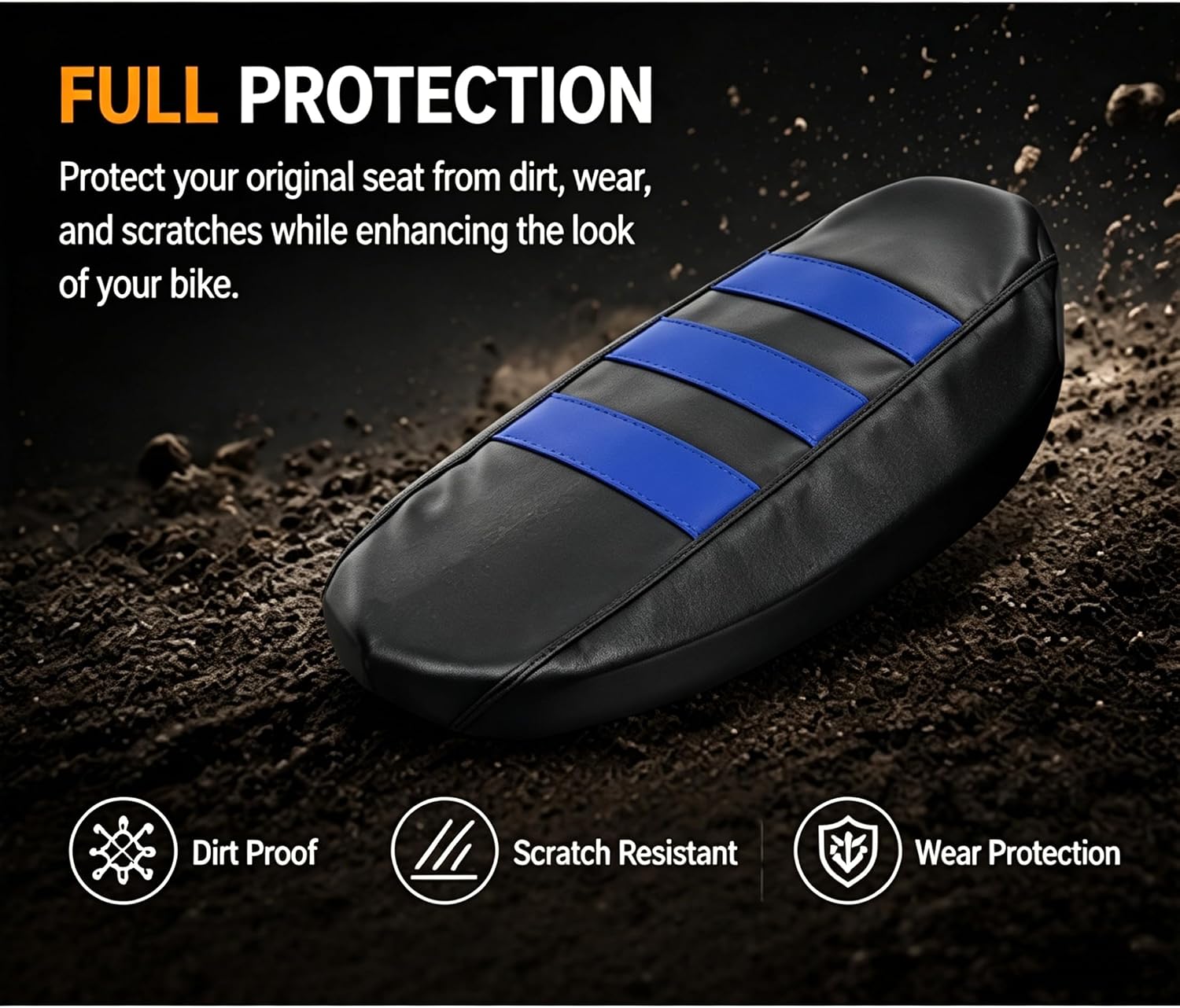 PVC Seat Cover Protective Cushion Motorcycle Accessories for SUR-Ron Surron Light Bee S X Segway X160 X260 Electric Vehicle Bike (Blue)