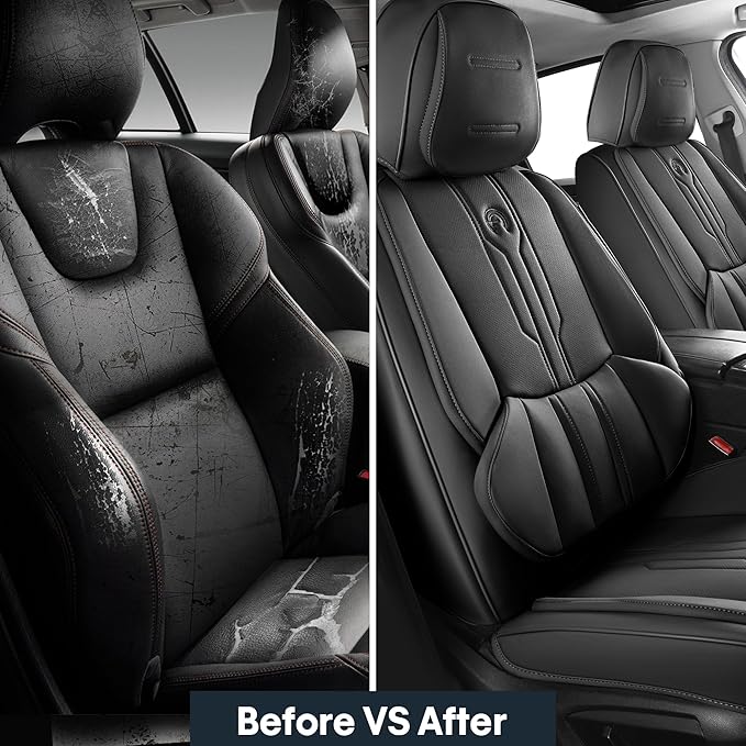 AOOG Front Seat Covers, Car Seat Covers Front Seats, Leather Seat Covers - Image 7
