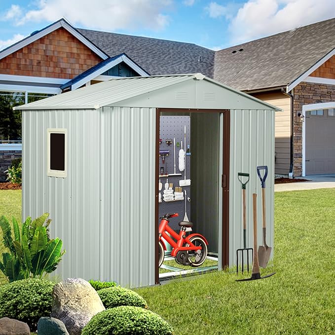 6x5 FT Outdoor Storage Shed, Metal Garden Shed - Image 2