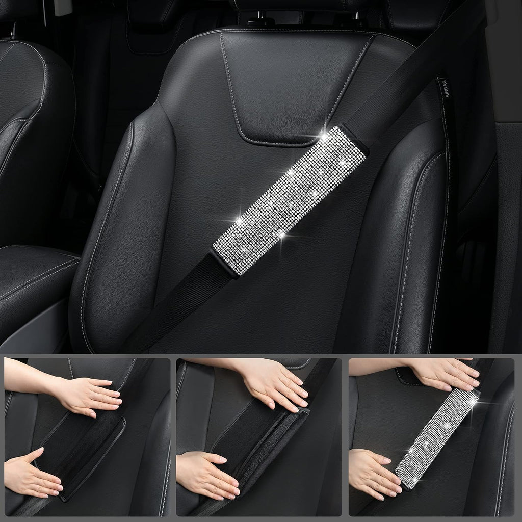 car pass 23 pcs bling diamond car accessories, front angle view