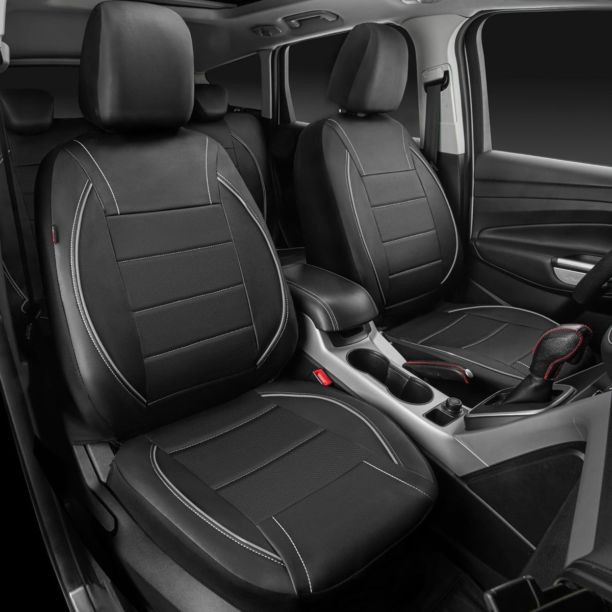 car pass universal reflect piping leather car seat shown in use