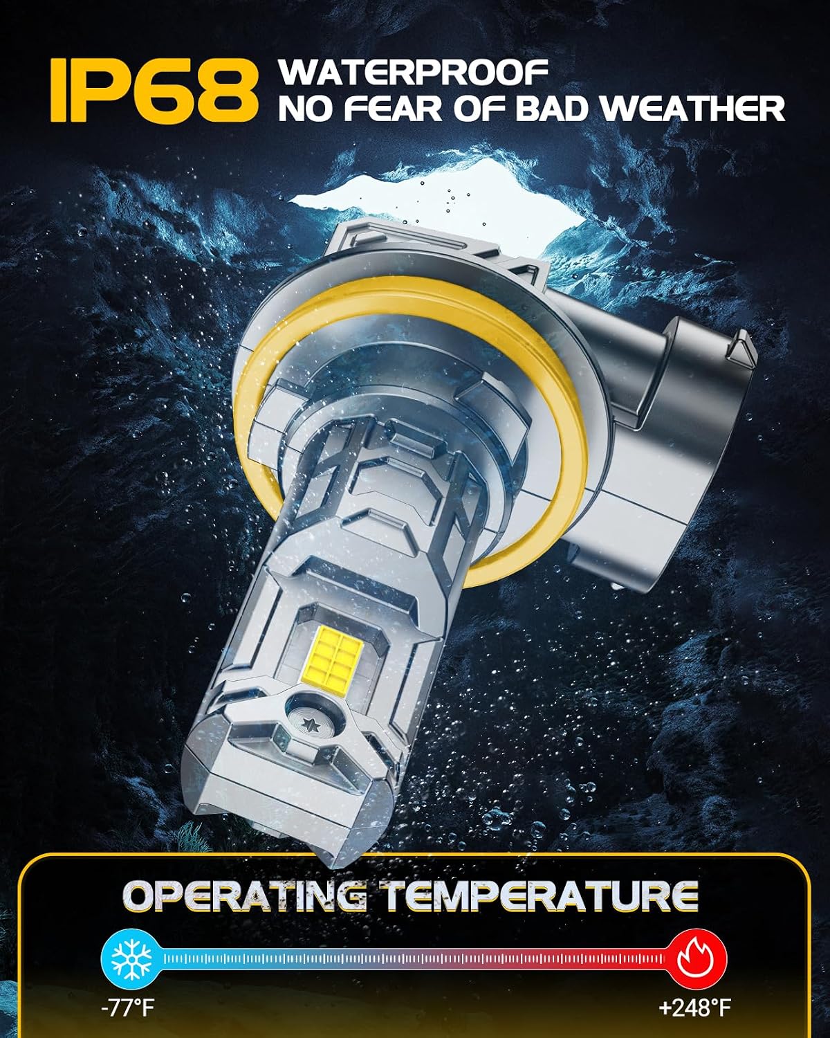 9005 H11 Fog Light Bulbs Combo, 10X Brighter 120000LM 6500K White HB3 H8 Driving Light Bulbs, 1:1 Size Plug N Play, 60,000hrs Long Lifespan, No Flicker, 99% Compatibility, Box of 4
