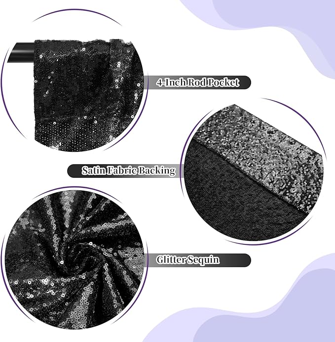 SquarePie Sequin Backdrop Less See Through Background for Wedding Halloween P...