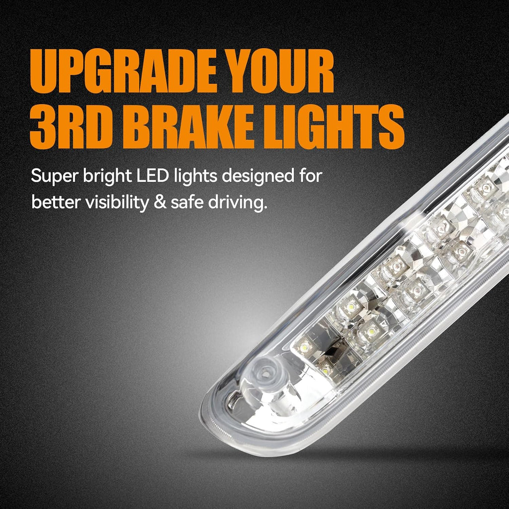 Third 3rd Brake Light, LED High Mount Stop Light for 2007-2013 Chevy Silverado/GMC Sierra 1500 2500HD 3500HD, Rear Center Cab Roof Tail Cargo Lamp (Chrome)