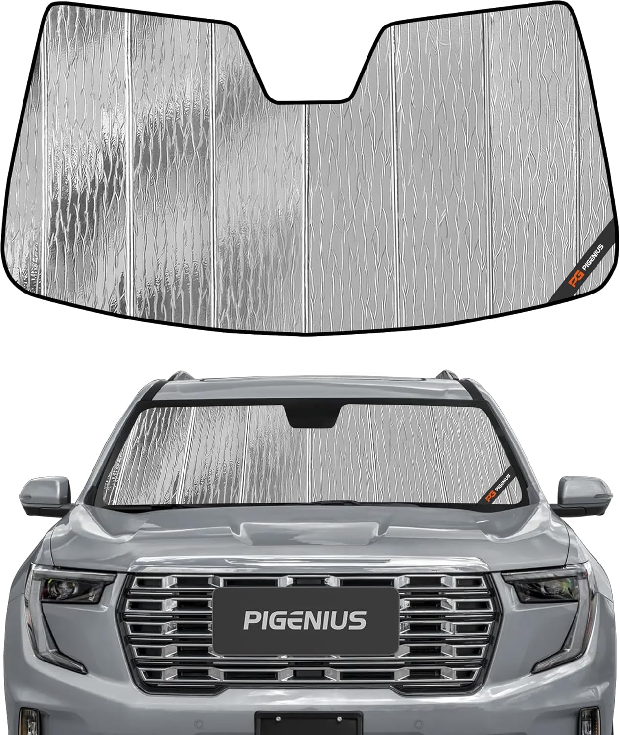 Pigenius Windshield Sunshade for GMC Acadia 2024-2026, Reversible Silver/Black