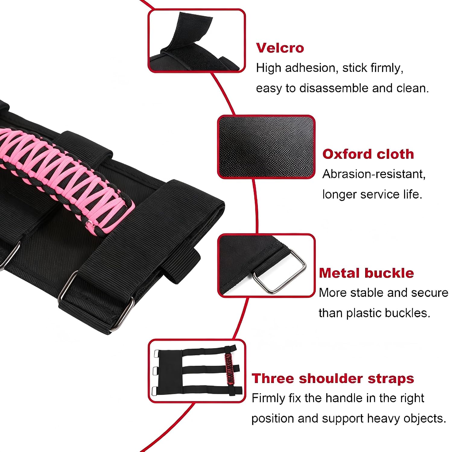 Grab Handles with Steel Buckle for Wrangler JK JL TJ YJ JT Roll Bar