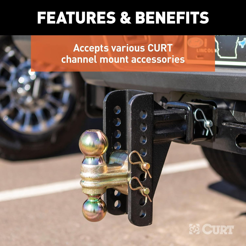 curt 45908 adjustable ball and pintle channel mount on a desk or shelf